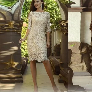 Customized Lace Elegant Half Sleeves Mermaid Vestidos De Fiesta De Noche Prom Party Evening Dresses Robe De Soiree Autumn Short